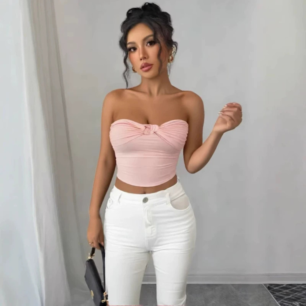 Summer Sexy Premium Pure Push Up Bandeau Fitted Crop Top